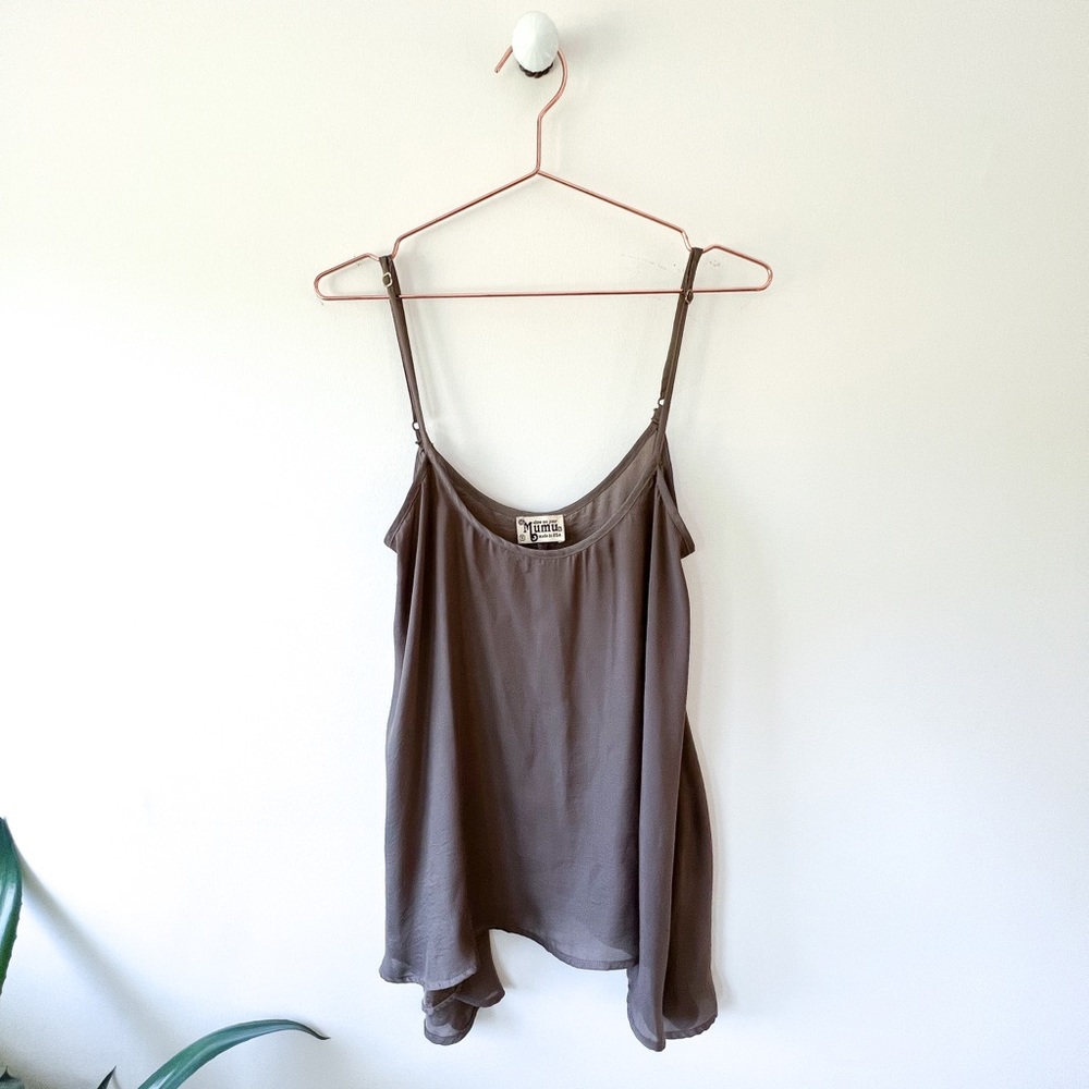 Show Me Your MuMu Brown Silk-Look Adjustable Strap Tank Top